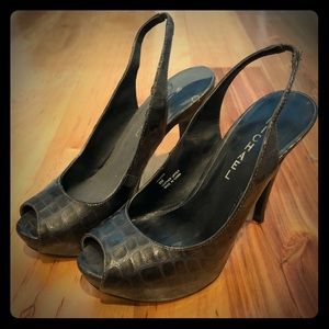Sling back open toe heels